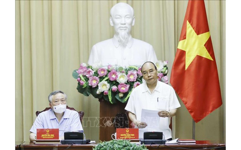 Chủ tịch nước Nguyễn Xuân Phúc phát biểu. (Ảnh: Thống Nhất/TTXVN)