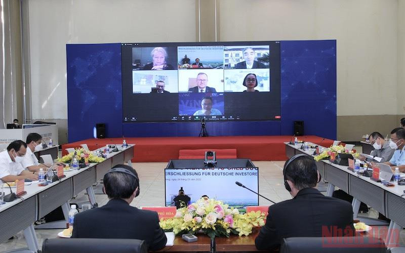 Toàn cảnh hội nghị trực tuyến xúc tiến đầu tư Cộng hòa Liên bang Đức.