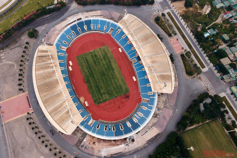 Sân Mỹ Đình đang hoàn tất quá trình cải tạo. (Ảnh: HÀ NAM)