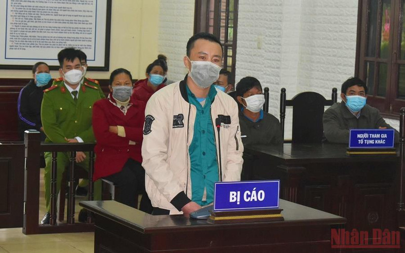 Bị cáo Lê Văn Triễn tại phiên tòa.