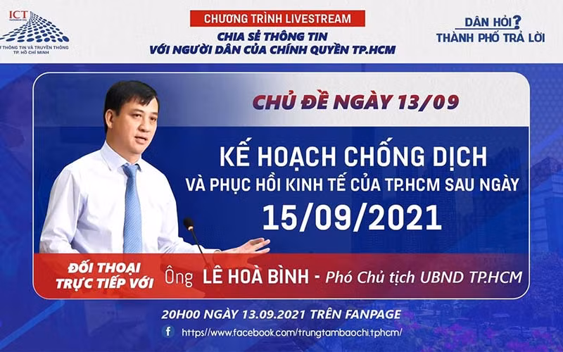 Thông tin về chương trình “Dân hỏi - Thành phố trả lời” vào tối 13/9 do Sở Thông tin và Truyền thông TP Hồ Chí Minh cung cấp.