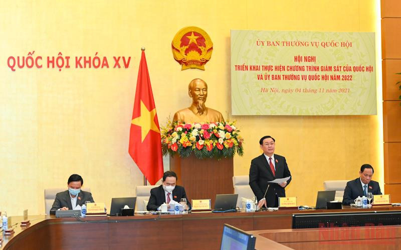 Chủ tịch Quốc hội Vương Đình Huệ phát biểu khai mạc hội nghị. (Ảnh: DUY LINH)