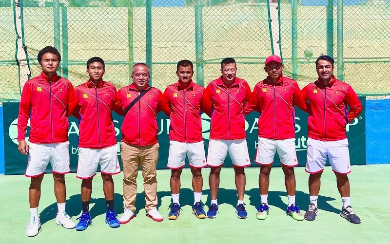 Đội tuyển quần vợt Việt Nam tham dự Davis Cup 2021. (Ảnh: Liên đoàn Quần vợt Việt Nam)