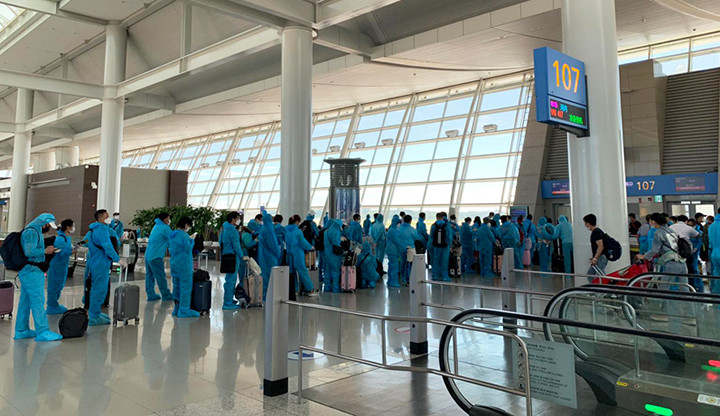 Một chuyến bay đưa công dân Việt Nam từ Hàn Quốc về nước năm 2020 (Ảnh: MOFA).