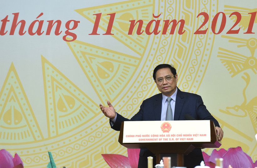 Thủ tướng Phạm Minh Chính phát biểu ý kiến kết luận. (Ảnh: Trần Hải)