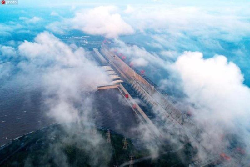 Một góc đập Tam Hiệp ngày 18-8. (Nguồn: Tân Hoa xã)