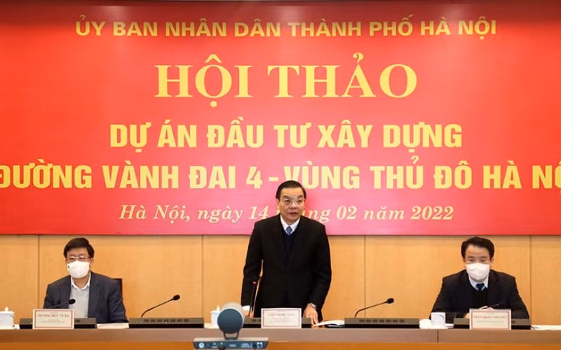 Chủ tịch UBND TP Hà Nội Chu Ngọc Anh chủ trì hội thảo. (Ảnh: Thủy Tiên)