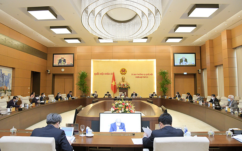 Quang cảnh phiên họp thứ 53 của Ủy ban Thường vụ Quốc hội, sáng 23-2. Ảnh: Quốc hội.