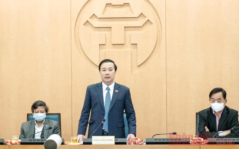 Phó Chủ tịch UBND thành phố Hà Nội Chử Xuân Dũng phát biểu chỉ đạo tại hội nghị chiều 30-1.