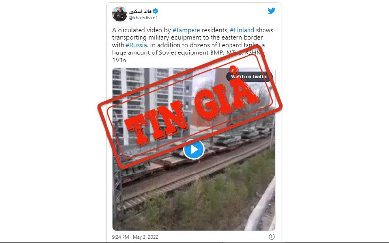 Một người dùng Twitter chia sẻ đoạn video với dòng chú thích không chính xác.