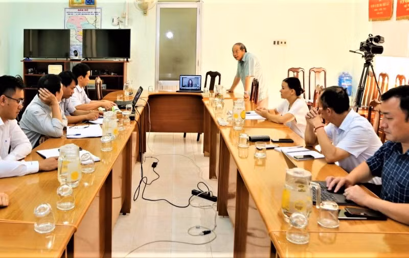 Chuyên gia dự án trao đổi tại cuộc họp.