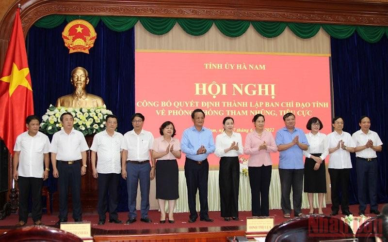 Ban Chỉ đạo phòng, chống tham nhũng, tiêu cực tỉnh Hà Nam ra mắt. (ẢNH: NGUYỄN HẰNG)