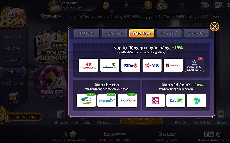 Các hình thức quy đổi thưởng thông qua đánh bạc của B29.