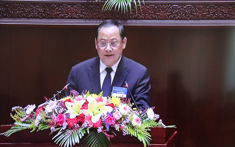 Đồng chí Sonexay Siphandone, Phó Thủ tướng Lào, Chủ tịch Ủy ban hợp tác Lào - Việt Nam. (Ảnh: Xuân Sơn)