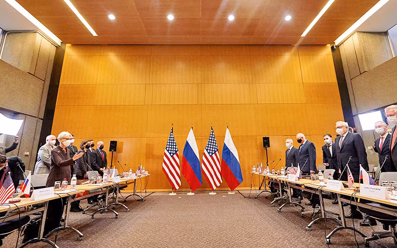 Ðàm phán an ninh Nga-Mỹ tại Geneva (Thụy Sĩ) tháng 1/2022. Ảnh | Reuters