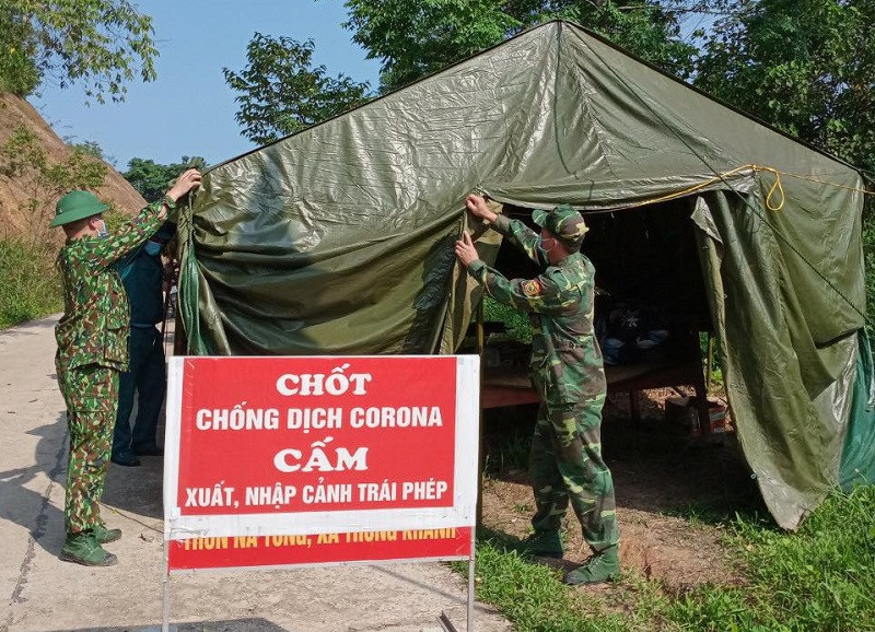 Chốt chống dịch tại Đồn Biên Phòng Na Hình, Lạng Sơn. 