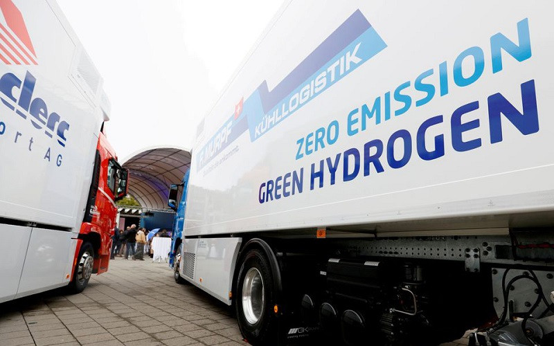 Một chiếc xe tải Hyundai chạy bằng pin nhiên liệu hydro tại Luzern, Thụy Sĩ ngày 7/10/2020. (Ảnh: Reuters)