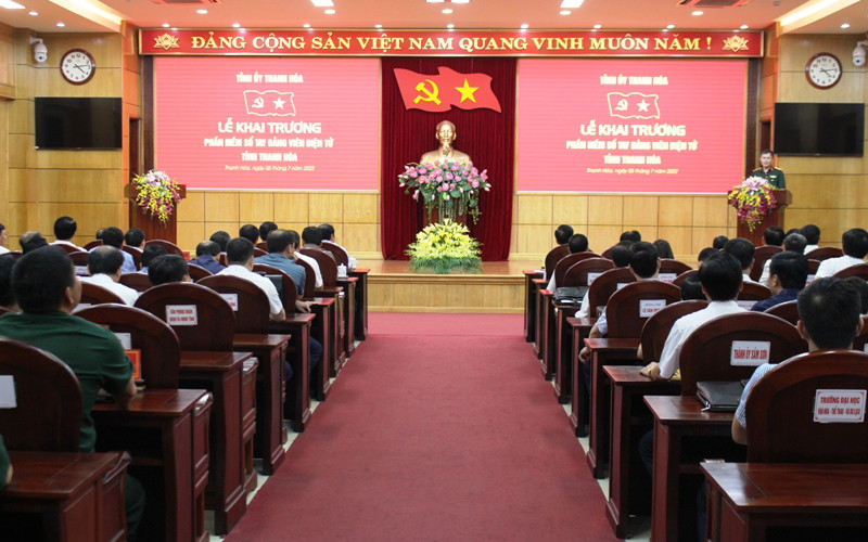 Toàn cảnh lễ khai trương phần mềm Sổ tay đảng viên điện tử.