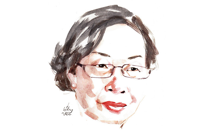 Ký họa chân dung nhà thơ Phan Thị Thanh Nhàn của họa sĩ Đỗ Hoàng Tường.