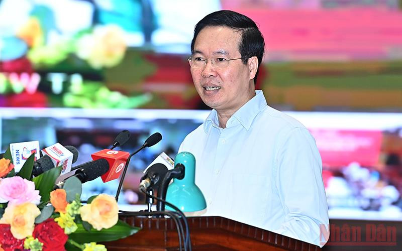 Đồng chí Võ Văn Thưởng phát biểu chỉ đạo hội nghị. (Ảnh: ĐĂNG KHOA)