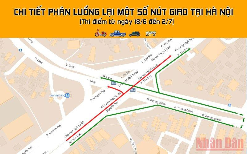 Chi tiết phân luồng lại một số nút giao tại Hà Nội