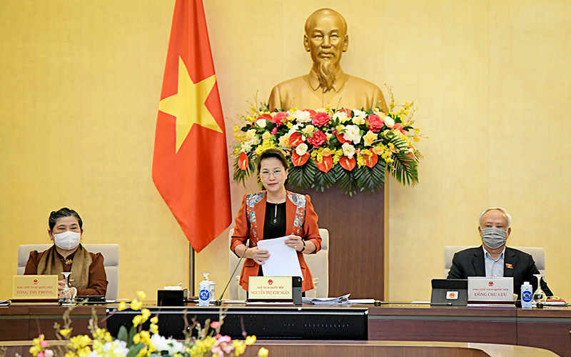 Chủ tịch Quốc hội Nguyễn Thị Kim Ngân phát biểu khai mạc phiên họp. Ảnh: Quốc hội.