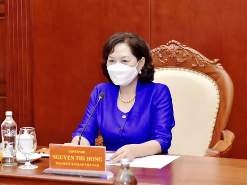 Thống đốc Ngân hàng Nhà nước Nguyễn Thị Hồng tại buổi làm việc.