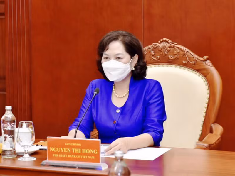 Thống đốc Ngân hàng Nhà nước Nguyễn Thị Hồng tại buổi làm việc.