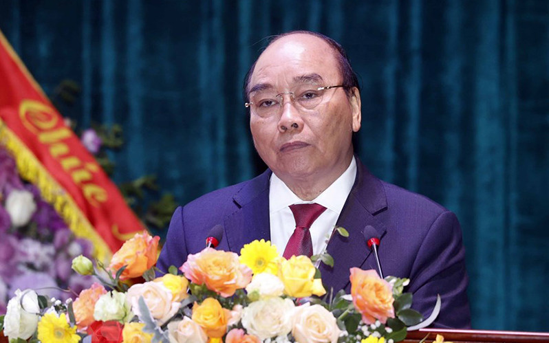 Chủ tịch nước Nguyễn Xuân Phúc phát biểu tại lễ kỷ niệm. (Ảnh: Thống Nhất/TTXVN)