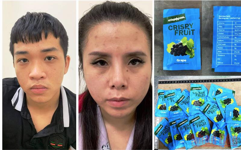 2 đối tượng và số ma túy Crispy Fruit Grape mua bán trái phép.