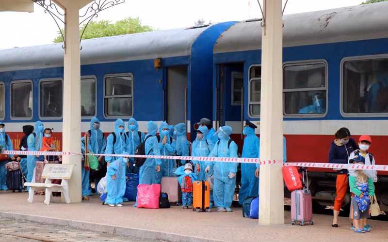 Thừa Thiên Huế tổ chức đón bà con về từ TP Hồ Chí Minh bằng chuyến tàu hỏa. (Ảnh minh họa).