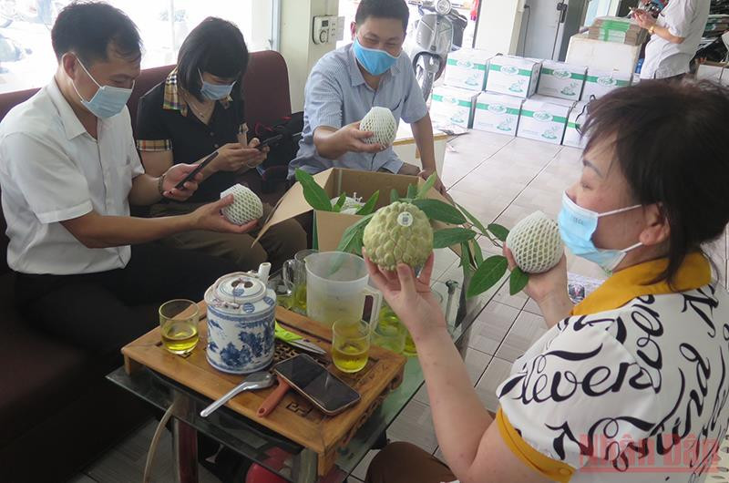 Các thành viên Hợp tác xã nông sản Chi Lăng đóng gói na giao cho khách hàng.