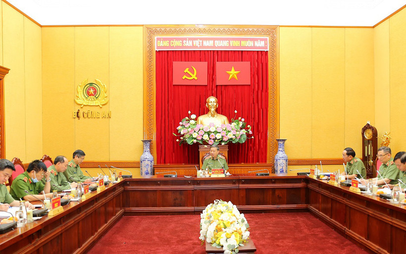 Bộ trưởng Tô Lâm chủ trì buổi làm việc. Ảnh: bocongan.gov.vn