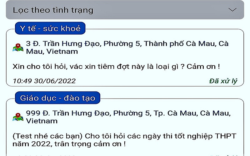 Cà Mau xử lý phản ánh của người dân qua ứng dụng điện thoại di động