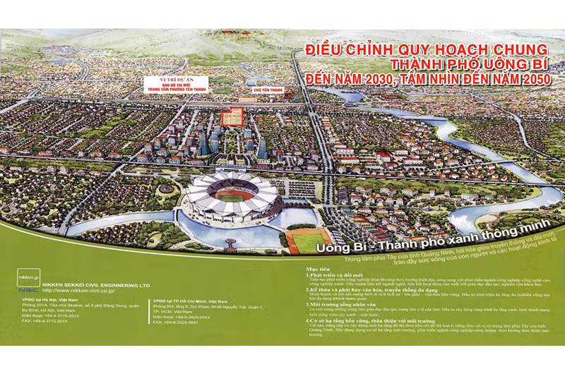 Quy hoạch thành phố Uông Bí tầm nhìn 2050 và khu đô thị Yên Thanh 188 ha cùng đồng bộ với khu đô thị TNR Grand Palace River Park 33 ha.