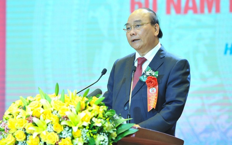 Chủ tịch nước Nguyễn Xuân Phúc phát biểu tại buổi lễ. (Ảnh: Minh Đức/TTXVN)