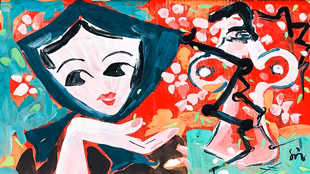 Tranh Hồ Xuân Hương của Nguyễn Tuấn Sơn.