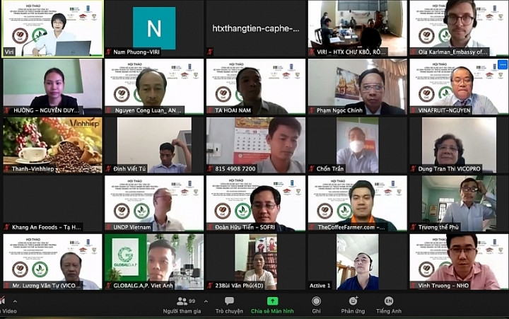 Hội thảo trực tuyến “Bộ Quy tắc ứng xử (CoCs) về kinh doanh có trách nhiệm với môi trường cho hai ngành cà phê và rau quả ở Việt Nam” ngày 27/10.