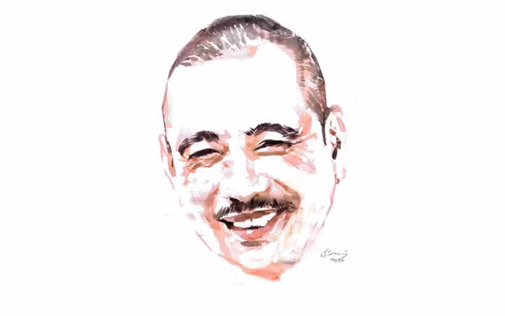 Ký họa chân dung họa sĩ Phạm Hà Hải của họa sĩ Đỗ Hoàng Tường.