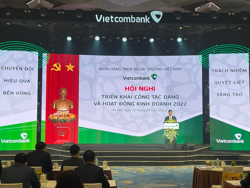 Chủ tịch HĐQT Vietcombank Phạm Quang Dũng phát biểu tại Hội nghị.