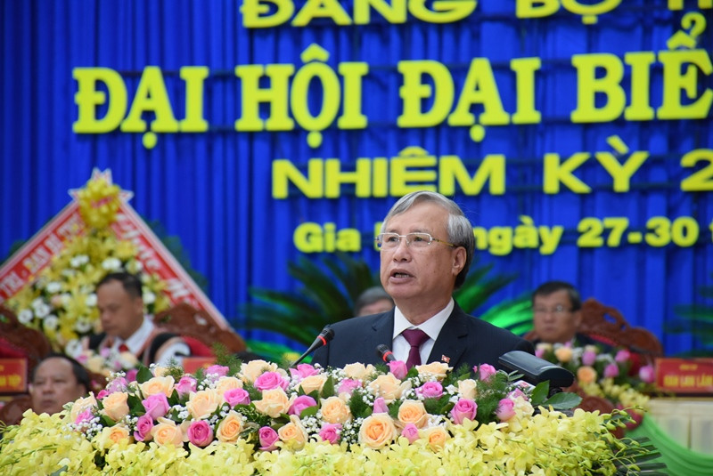  Đồng chí Trần Quốc Vượng, Ủy viên Bộ Chính trị, Thường trực Ban Bí thư T.Ư Đảng phát biểu chỉ đạo Đại hội.