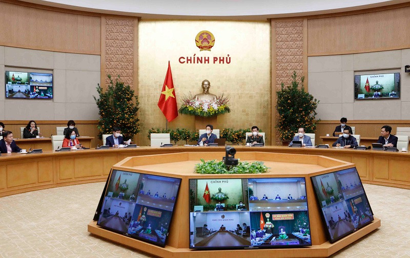 Ban Chỉ đạo Quốc gia phòng, chống dịch Covid-19 họp sáng 3-2. (Ảnh: VGP)