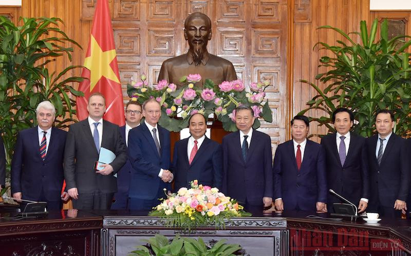Thủ tướng Nguyễn Xuân Phúc tiếp Đại tướng Nikolai Patrushev, Thư ký Hội đồng An ninh quốc gia Liên bang Nga. (Ảnh: TRẦN HẢI)