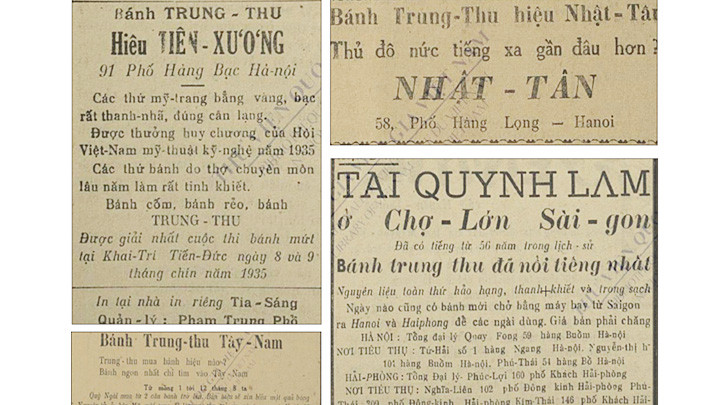 Một số quảng cáo bánh Trung thu trên báo xưa.