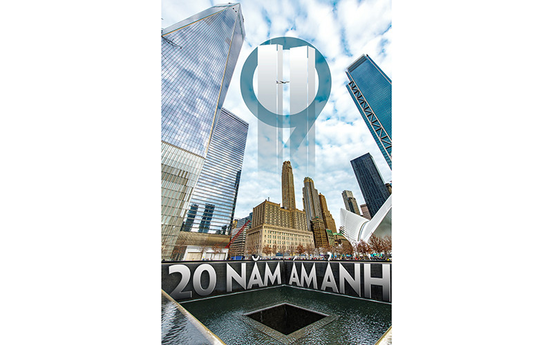 Quanh Đài Tưởng niệm nạn nhân vụ khủng bố ngày 11/9/2001 ở New York, bầu trời chưa thật sự trong xanh. Ảnh: FLIRCK