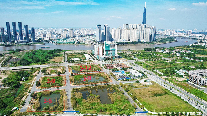 Lô đất ký hiệu 3-12 thuộc khu chức năng số 3 và số 4 Khu đô thị mới Thủ Thiêm. Ảnh: HẢI LONG