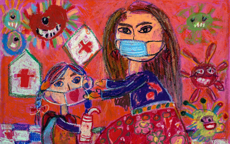 Một bức tranh trong Triển lãm trực tuyến Giải thưởng Mỹ thuật thiếu nhi Việt Nam năm 2021.