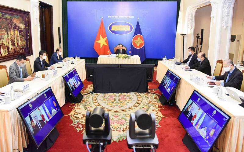 Hội nghị Bộ trưởng Ngoại giao ASEAN - Canada diễn ra theo hình thức trực tuyến. (Ảnh do báo Thế giới và Việt Nam cung cấp)