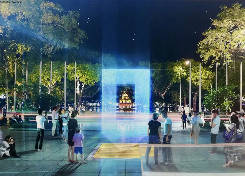 Phối cảnh không gian của phương án thiết kế biểu tượng “Cổng ánh sáng”.