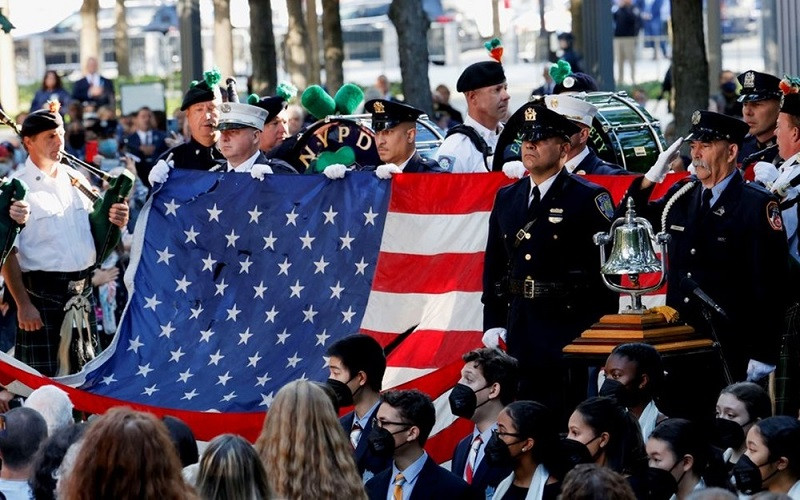 Lễ tưởng niệm các nạn nhân vụ tấn công khủng bố 11/9 tại New York, ngày 11/9/2021. (Ảnh: Reuters)